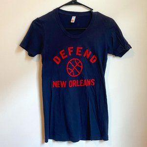 Defend New Orleans Basketball Blue T-Shirt Sz S